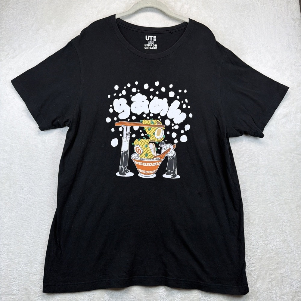 UT Nippon Omiyage Ramen Graphic T Shirt Men's XL Black Japan Anime Food Tee